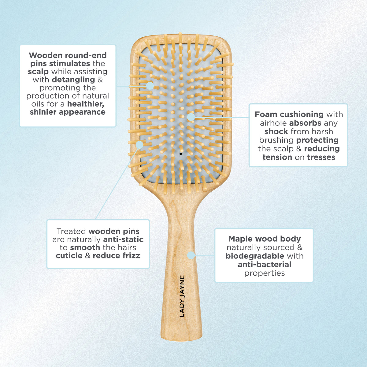 Stimulate & Detangle Paddle Hair Brush, Medium Long, Normal to Thick Hair in use