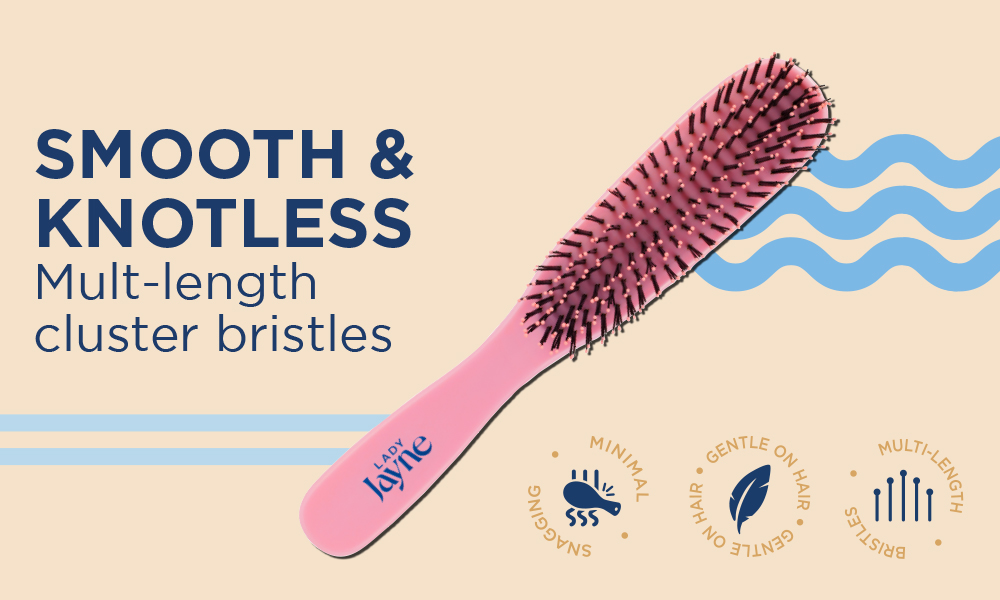 Smooth & Knotless multi-length cluster bristles. Minimal hair breakage,suitable for all hair types and detangling bristles